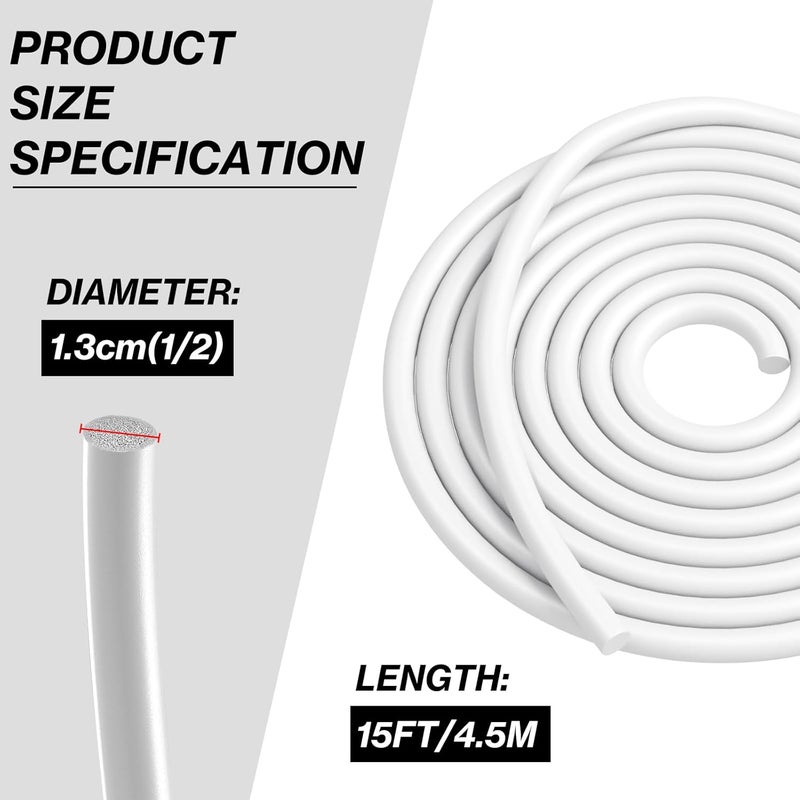 Taikula 15FT Backer Rod 1/2 Inch Diameter Rubber Caulk Concrete Expansion Joint Filler White Saver Weather Strip Seal for Gaps and Joints Concrete Filling (1/2 Inch x 15FT) - Image 2